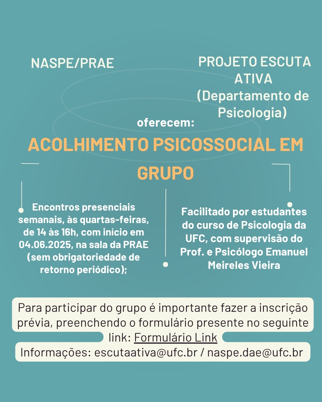 Cartaz - Acolhimento Psicossocial em grupo