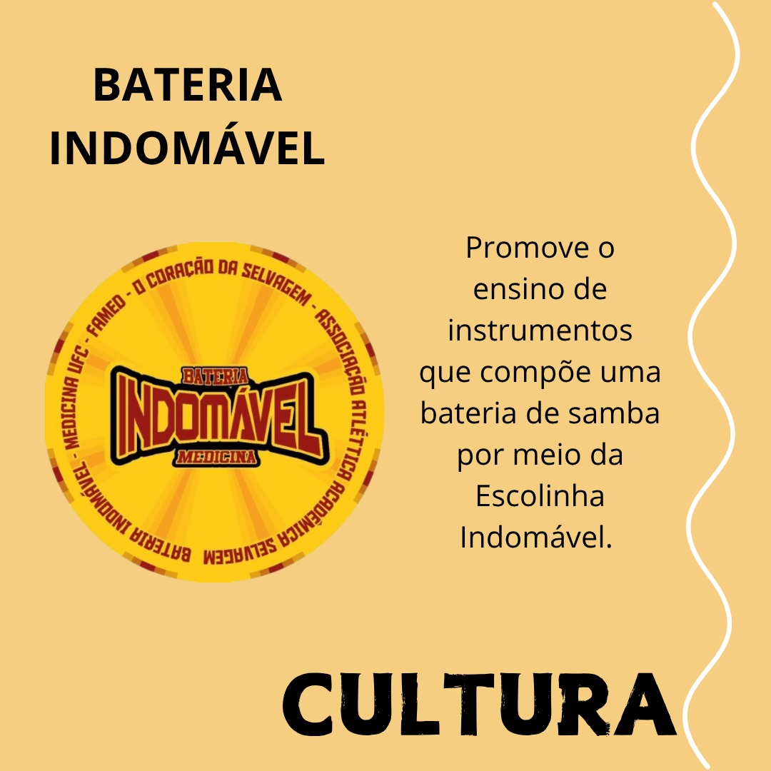 Escolinha Indomável, local onde se ensina como tocar instrumentos de percussão que compõem uma bateria de samba